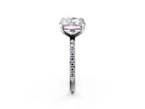 White gold Emerald and Princess Toi Moi Ring with Prong Setting and Pave Band 2