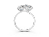White gold Emerald and Princess Toi Moi Ring with Prong Setting and Plain Band 3