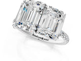 White gold Emerald and Radiant Toi Moi Ring with Prong Setting and Micro Pave Band_41