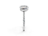 White gold Emerald and Radiant Toi Moi Ring with Prong Setting and Micro Pave Band_42