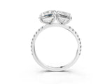 White gold Emerald and Radiant Toi Moi Ring with Prong Setting and Micro Pave Band_43