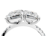 White gold Emerald and Radiant Toi Moi Ring with Prong Setting and Micro Pave Band_44