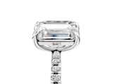 White gold Emerald and Radiant Toi Moi Ring with Prong Setting and Micro Pave Band_45