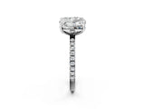 White gold Emerald and Radiant Toi Moi Ring with Prong Setting and Pave Band 2