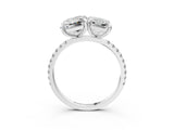 White gold Emerald and Radiant Toi Moi Ring with Prong Setting and Pave Band 3