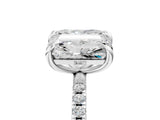 White gold Emerald and Radiant Toi Moi Ring with Prong Setting and Pave Band 5