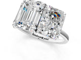 White gold Emerald and Radiant Toi Moi Ring with Prong Setting and Plain Band_41
