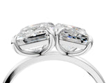 White gold Emerald and Radiant Toi Moi Ring with Prong Setting and Plain Band_44