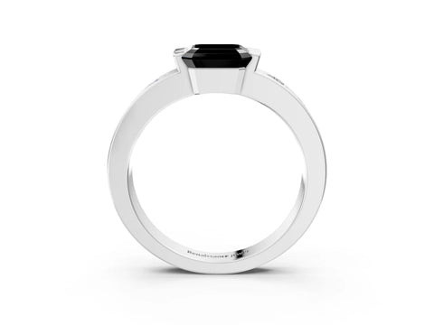 White gold Fancy Black Asscher Cut Brilliant Channel-Set Diamond Ring with Bezel Prong Setting_15