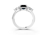 White gold Fancy Black Asscher Cut Brilliant Diamond Cluster Accent Solitaire Ring with Prong Setting_15