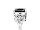 White gold Fancy Black Asscher Cut Brilliant Diamond Cluster Accent Solitaire Ring with Prong Setting_17