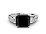 White gold Fancy Black Asscher Cut Brilliant Diamond Pavé Band with Six-Prong Setting_12