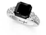 White gold Fancy Black Asscher Cut Brilliant Diamond Pavé Band with Six-Prong Setting_13