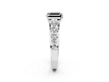 White gold Fancy Black Asscher Cut Brilliant Diamond Pavé Band with Six-Prong Setting_14