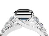 White gold Fancy Black Asscher Cut Brilliant Diamond Pavé Band with Six-Prong Setting_16
