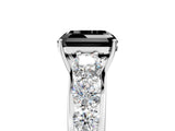 White gold Fancy Black Asscher Cut Brilliant Diamond Pavé Band with Six-Prong Setting_17