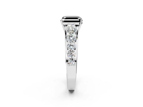 White gold Fancy Black Asscher Cut Brilliant Diamond Pavé Band with Six-Prong Setting_2