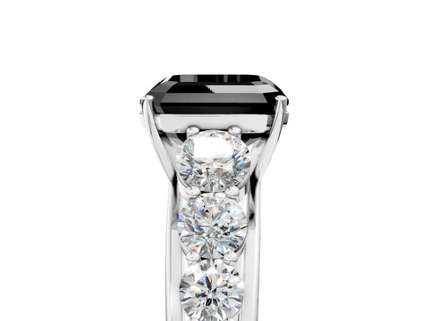 White gold Fancy Black Asscher Cut Brilliant Diamond Pavé Band with Six-Prong Setting_5