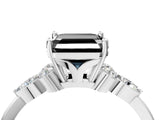 White gold Fancy Black Asscher Cut Brilliant Diamond Solitaire Ring with Pear Side Stones and Four-Prong Setting_46