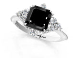White gold Fancy Black Asscher Cut Brilliant Diamond with Cluster Setting on a Beaded Band and Four-Prong Setting_25