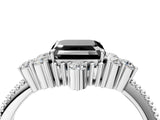 White gold Fancy Black Asscher Cut Brilliant Diamond with Cluster Setting on a Beaded Band and Four-Prong Setting_28