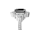 White gold Fancy Black Asscher Cut Brilliant Diamond with Cluster Setting on a Beaded Band and Four-Prong Setting_29