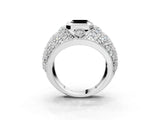 White gold Fancy Black Asscher Cut Brilliant Halo Pave Diamond Milgrain Ring_3