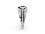 White gold Fancy Black Asscher Cut Brilliant Milgrain Filigree Diamond Ring with Square Prong Setting_2