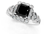 White gold Fancy Black Asscher Cut Brilliant Milgrain Pave Heart Band Solitaire Ring_25