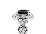 White gold Fancy Black Asscher Cut Brilliant Milgrain Pave Heart Band Solitaire Ring_29