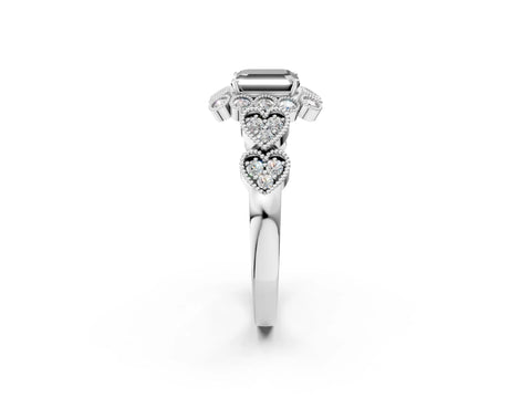 White gold Fancy Black Asscher Cut Brilliant Milgrain Pave Heart Band Solitaire Ring_38
