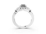 White gold Fancy Black Asscher Cut Brilliant Milgrain Pave Heart Band Solitaire Ring_39