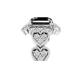 White gold Fancy Black Asscher Cut Brilliant Milgrain Pave Heart Band Solitaire Ring_41
