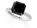 White gold Fancy Black Asscher Cut Brilliant Pavé Band Solitaire with Four-Prong Setting_1