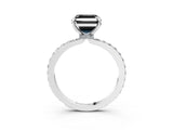 White gold Fancy Black Asscher Cut Brilliant Pavé Band Solitaire with Four-Prong Setting_3