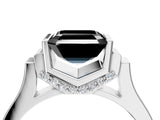 White gold Fancy Black Asscher Cut Brilliant Solitaire Diamond Ring with Channel Set Band and Bar Prong Setting_4