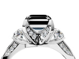 White gold Fancy Black Asscher Cut Brilliant Three-Stone Diamond Ring with Pavé Band and Four-Prong Setting_18