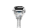 White gold Fancy Black Asscher Cut Brilliant Three-Stone Diamond Ring with Pavé Band and Four-Prong Setting_19