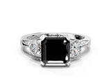 White gold Fancy Black Asscher Cut Brilliant Three-Stone Diamond Ring with Pavé Band and Four-Prong Setting_20