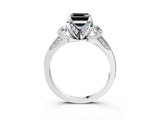 White gold Fancy Black Asscher Cut Brilliant Three-Stone Diamond Ring with Pavé Band and Four-Prong Setting_23