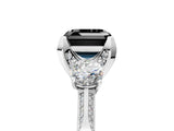 White gold Fancy Black Asscher Cut Brilliant Three-Stone Diamond Ring with Pavé Band and Four-Prong Setting_25