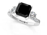 White gold Fancy Black Asscher Cut Brilliant Three-Stone Diamond Ring with Pavé Band and Four-Prong Setting_26