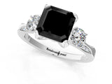 White gold Fancy Black Asscher Cut Brilliant Three-Stone Diamond Ring with Pavé Band and Four-Prong Setting_38