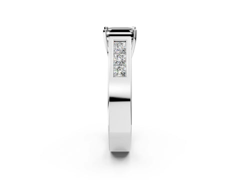 White gold Fancy Black Asscher Cut Cut Channel Set Solitaire Ring with Four-Prong Setting_2