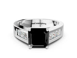 White gold Fancy Black Asscher Cut Cut Channel Set Solitaire Ring with Four-Prong Setting_36
