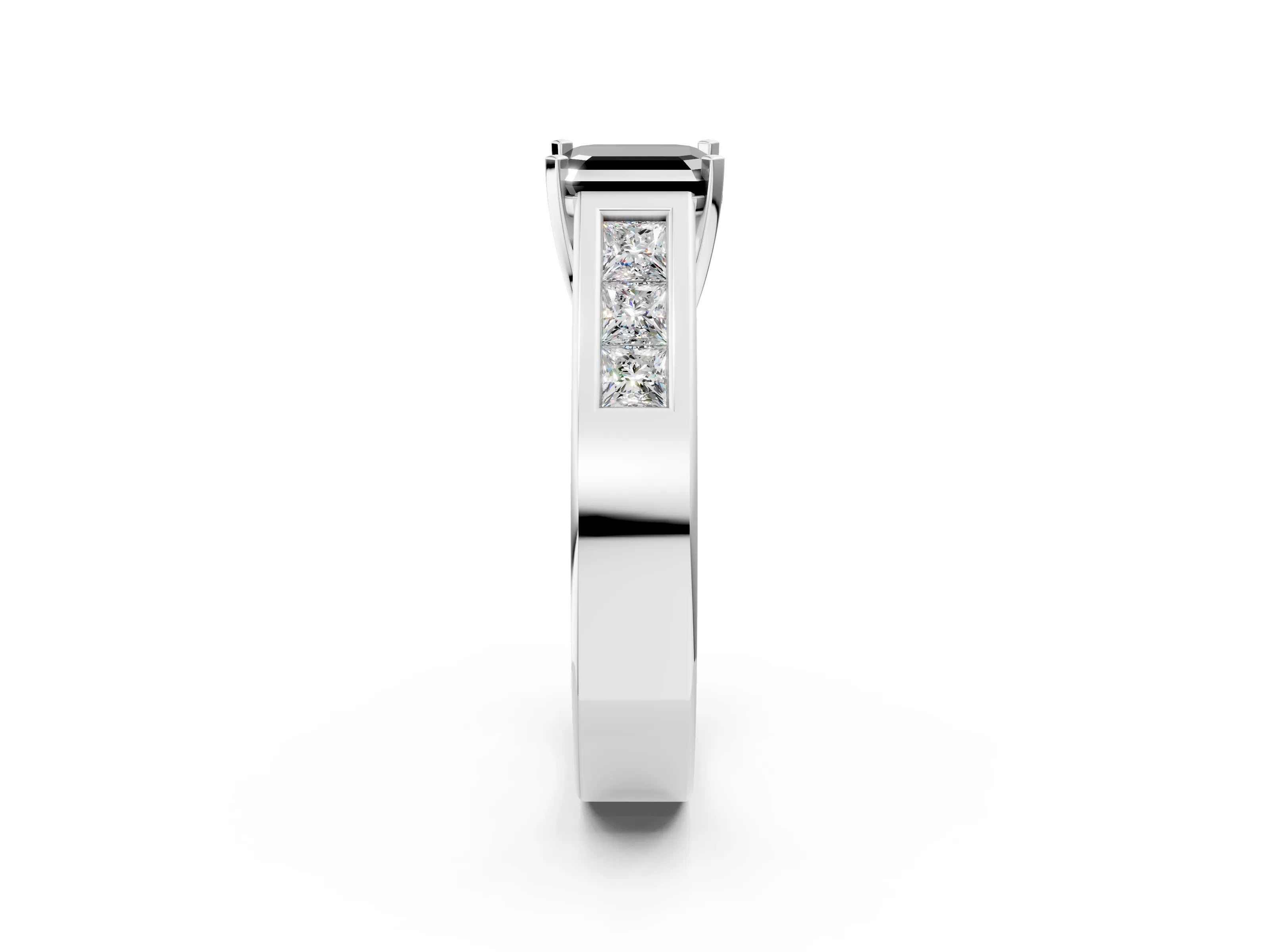 White gold Fancy Black Asscher Cut Cut Channel Set Solitaire Ring with Four-Prong Setting_38