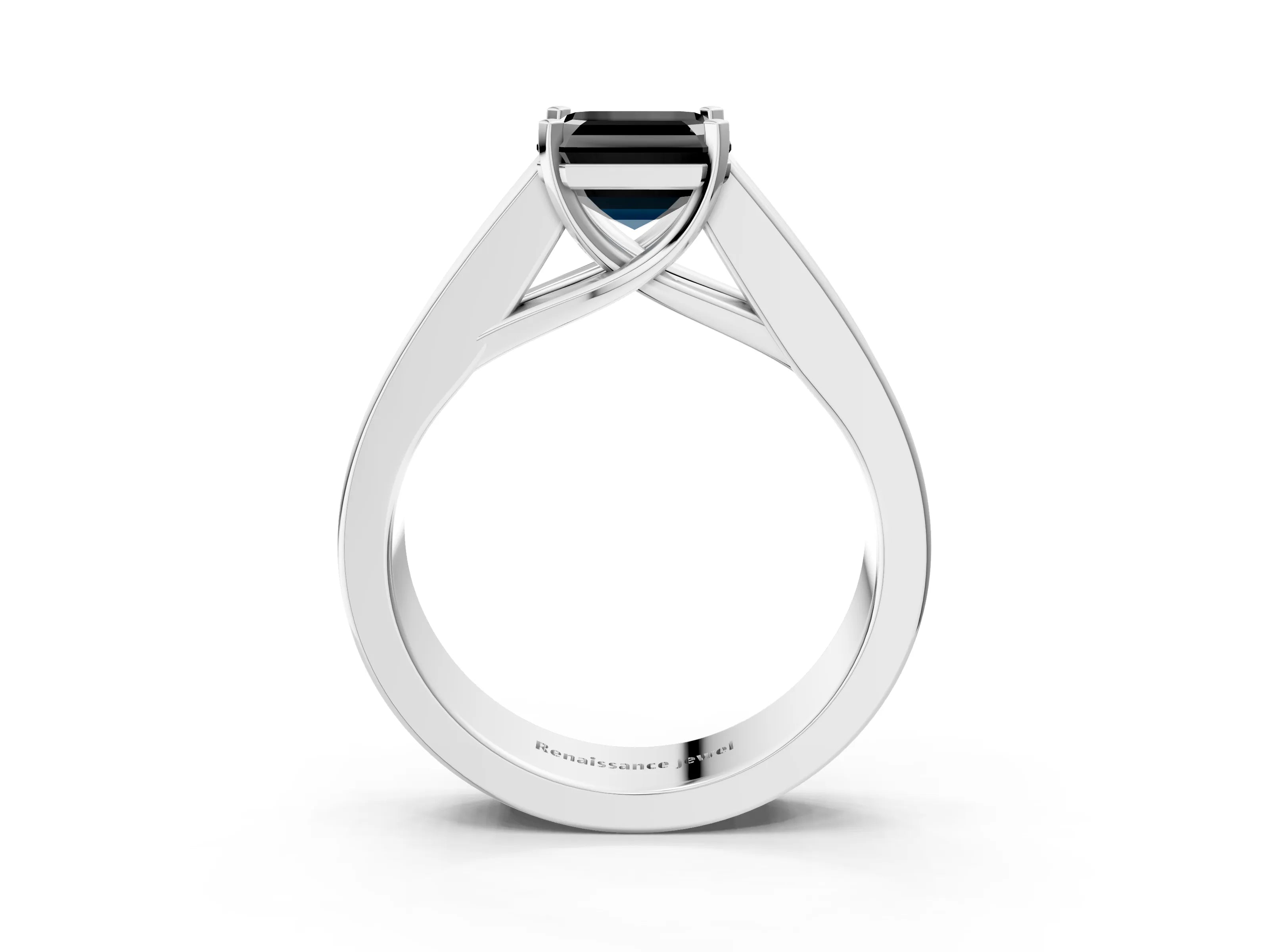 White gold Fancy Black Asscher Cut Cut Channel Set Solitaire Ring with Four-Prong Setting_39