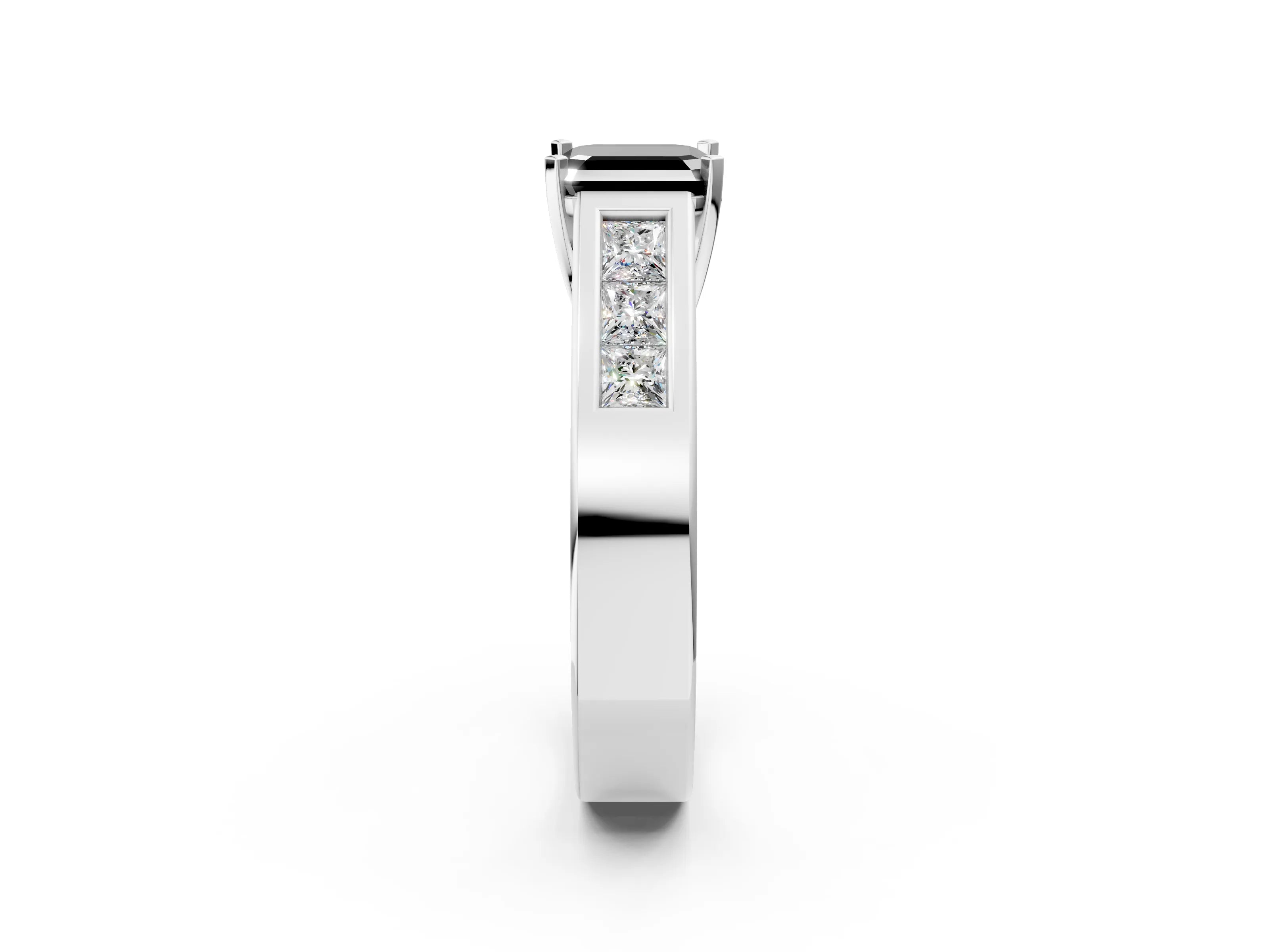 White gold Fancy Black Asscher Cut Cut Channel Set Solitaire Ring with Four-Prong Setting_44