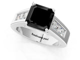 White gold Fancy Black Asscher Cut Cut Channel Set Solitaire Ring with Four-Prong Setting_48
