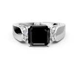 White gold Fancy Black Asscher Cut Cut Diamond Channel Set Solitaire Ring with Four-Prong Setting_12